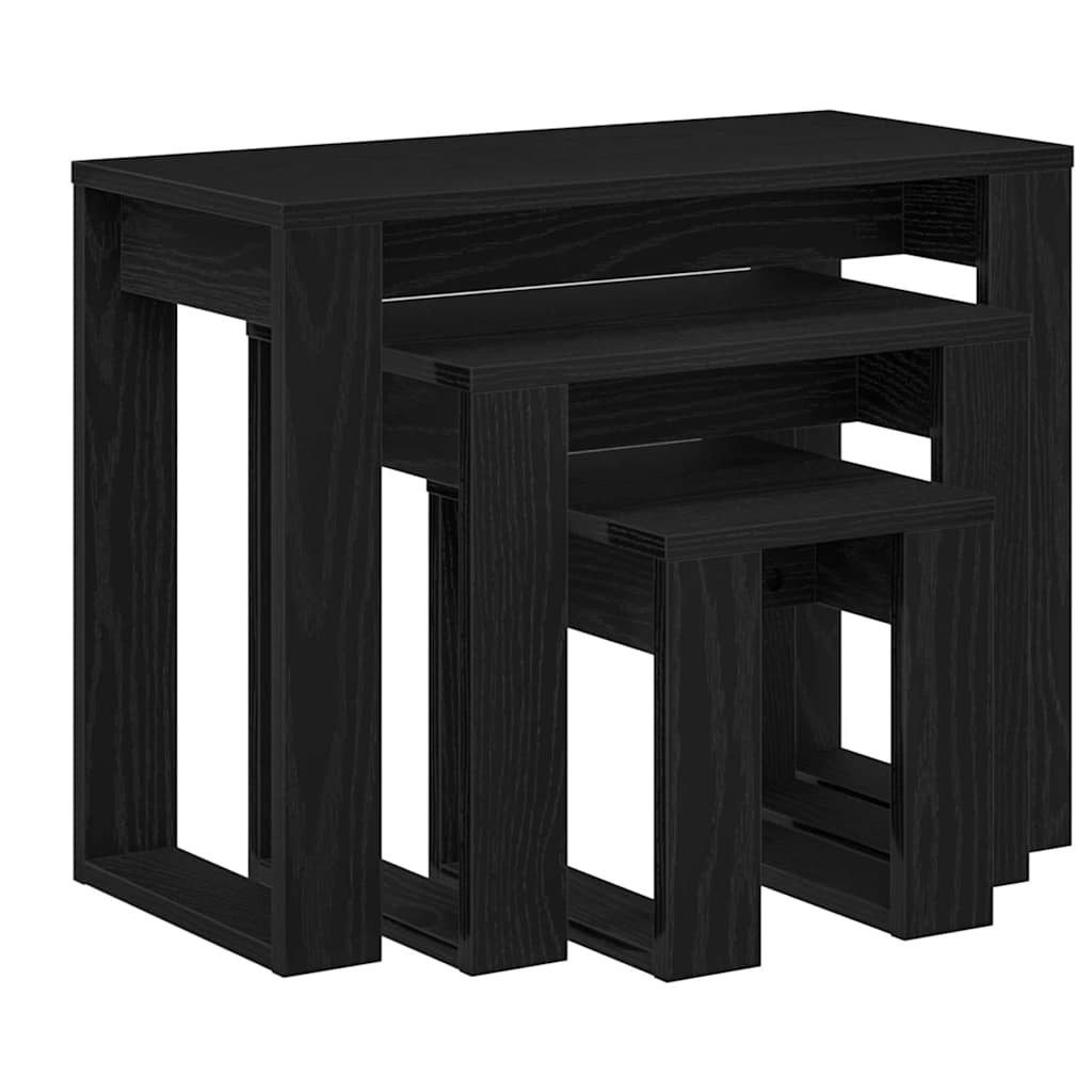 vidaXL Beistelltisch Satztische 3 Stk. Schwarz Eichen-Optik 61 x 28 x 47 cm (3-St)