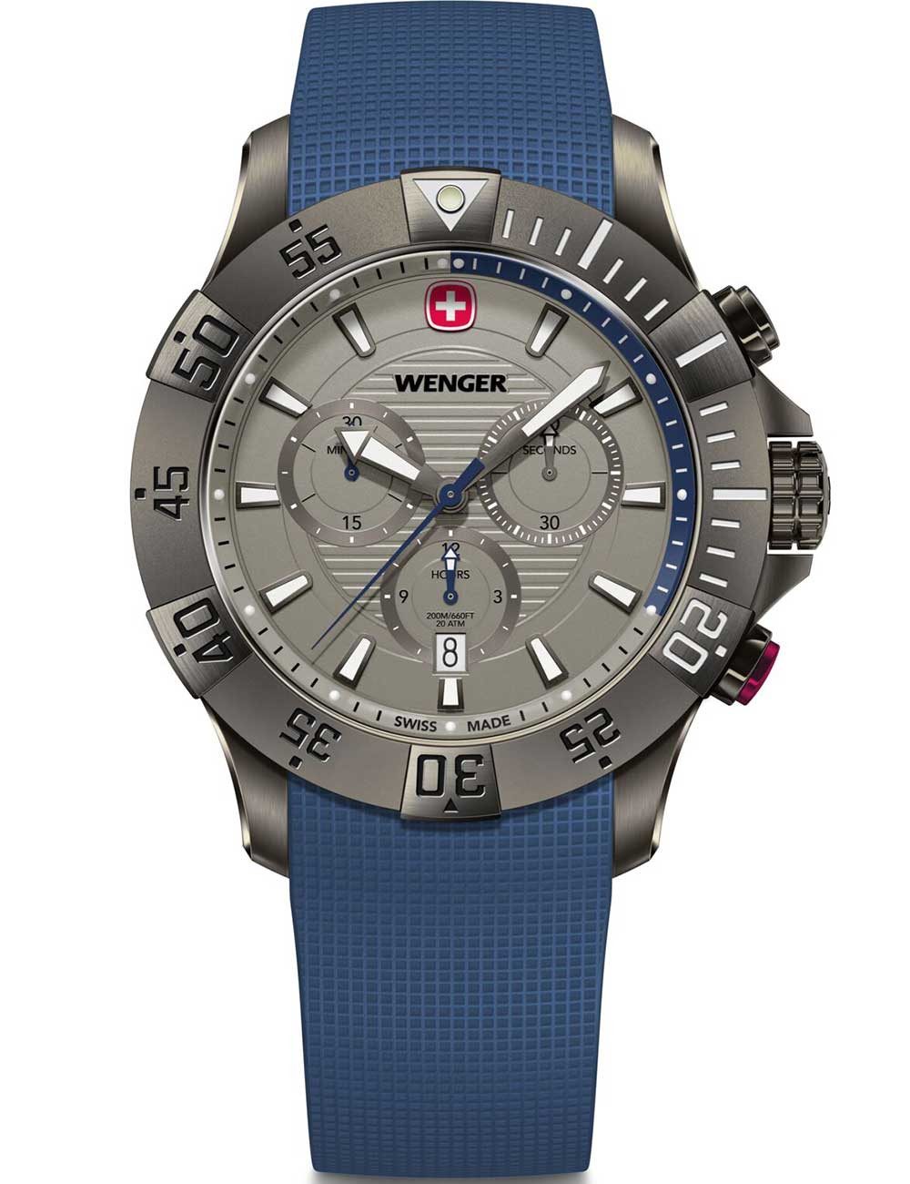 Quarzuhr Wenger 01.0643.126 Herrenuhr Seaforce Chronograph 43mm 20ATM Wenger 01.0643.126 Herrenuhr Seaforce Chronograph 43mm 20ATM