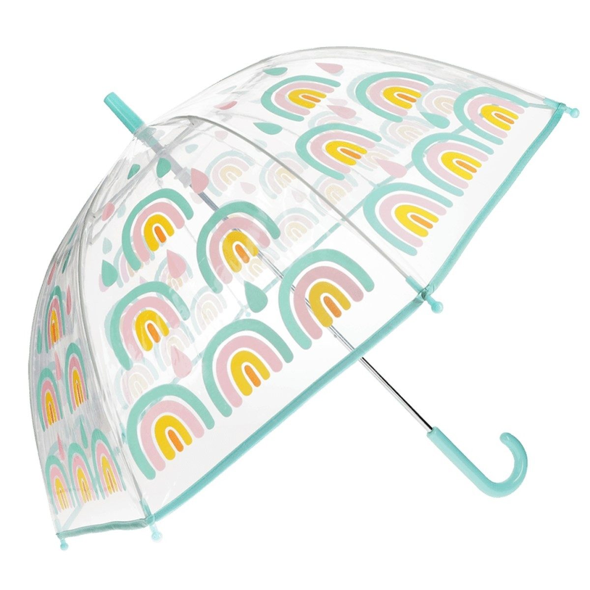 Rex London Stockregenschirm Regenbogen Regenschirm Transparent für Kinder & Erwachsene 70 x 76 cm