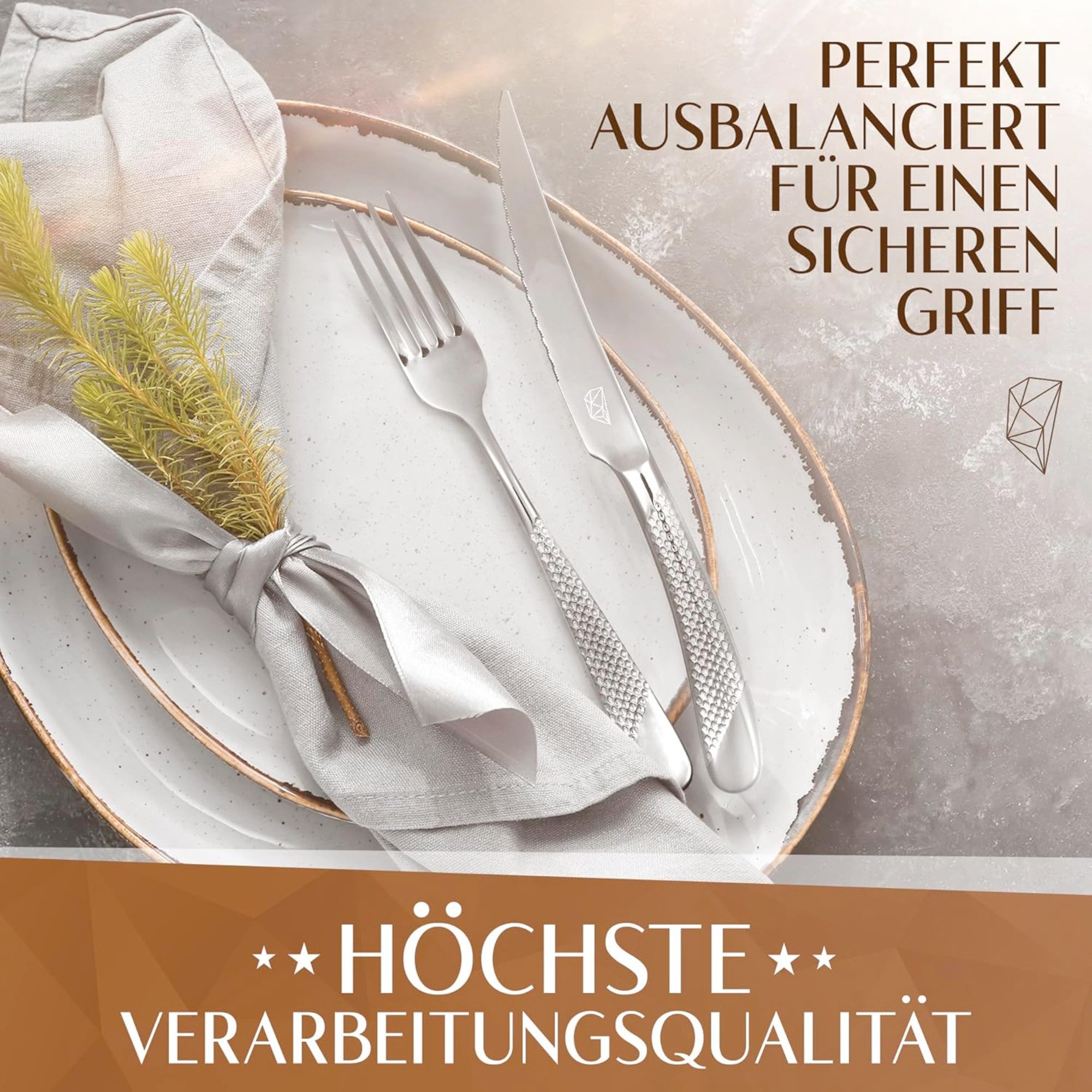 Glavory Besteck-Set Aurora - Besteck Set Silber - 30-teilig für 6 Personen, 6 Personen