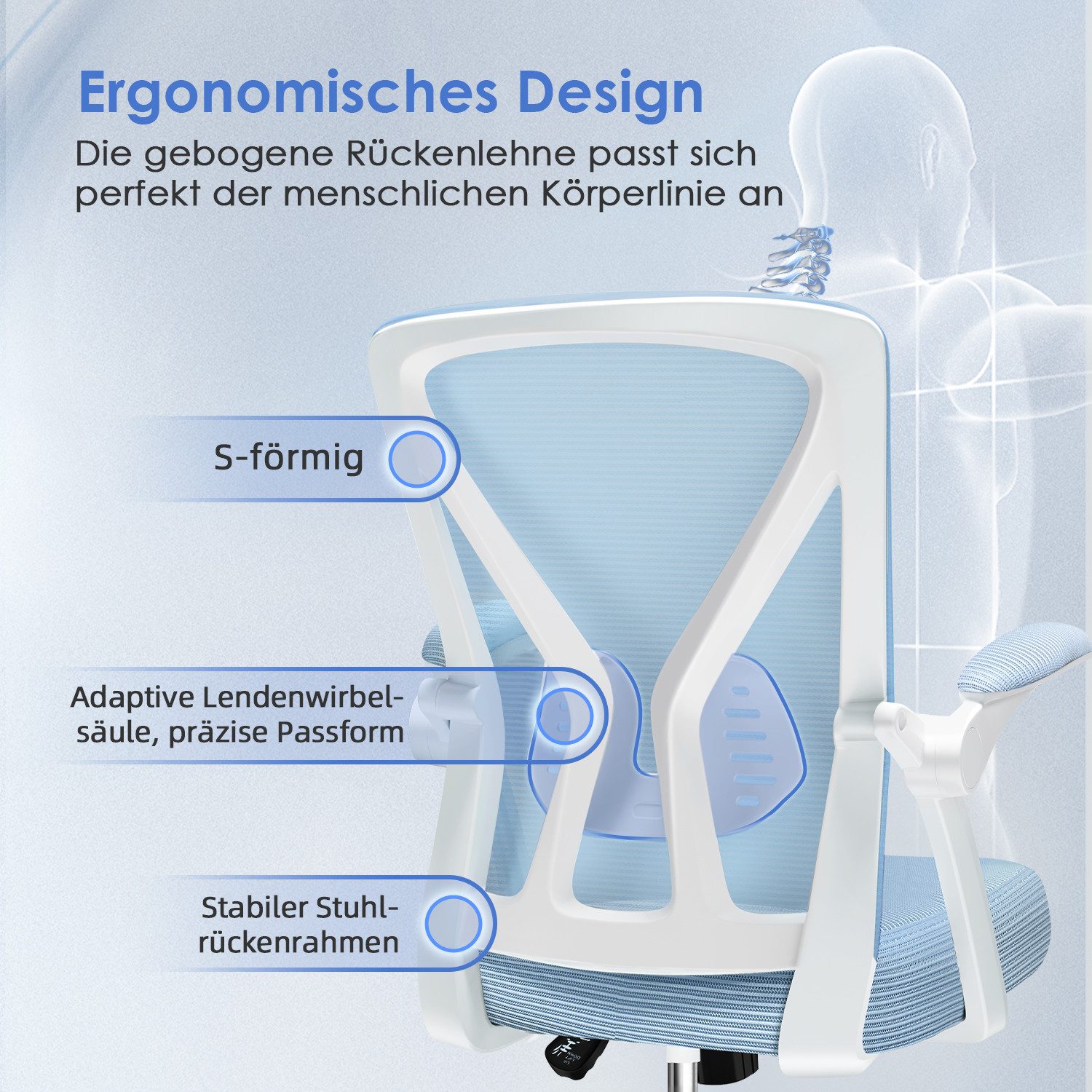 Adormii Bürostuhl Ergonomischer Bürostuhl,Schreibtischstuhl mit klappbaren günstig online kaufen