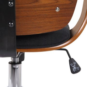TPFLiving Bürostuhl Burton mit bequemer großer Rückenlehne und elegantem Holzrahmen (Schreibtischstuhl, Drehstuhl, Chefsessel, Bürostuhl XXL), Gestell: Metall chrom - Sitzfläche: Stoff walnuss/schwarz
