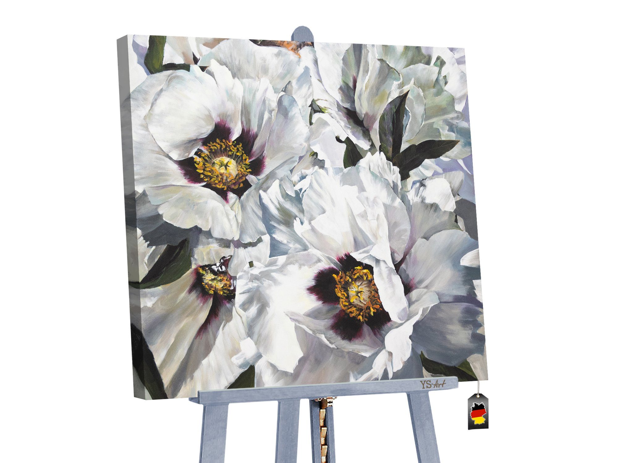 YS-Art Gemälde Schnee Lotus, Blumen, Leinwand Bild Handgemalt Blüten Blumen | Gemälde