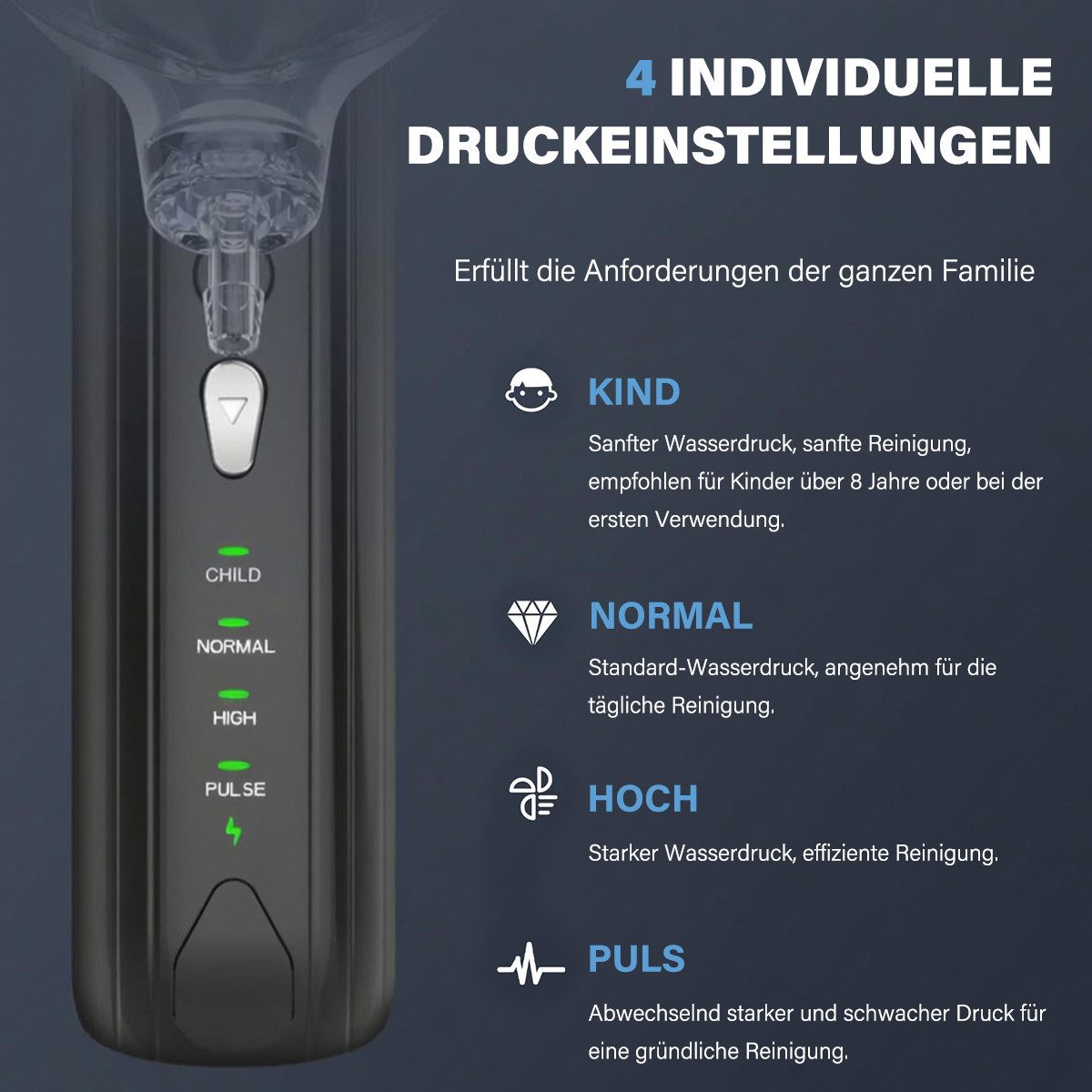 MOPUEA Ohrenreiniger Wasserbetriebener Elektrisches Ohrreinigungsset mit 4 Druckmodi Sicher, Elektrisches Ohrenreinigungssystem mit umfassendem Zubehör für sichere Reinigung., Ohrensystem mit ergonomischer Ohrmuschel und 4 Druckmodi., IPX7 wasserdicht, kinderfreundliche Modi und 60 Tage Betriebsdauer.