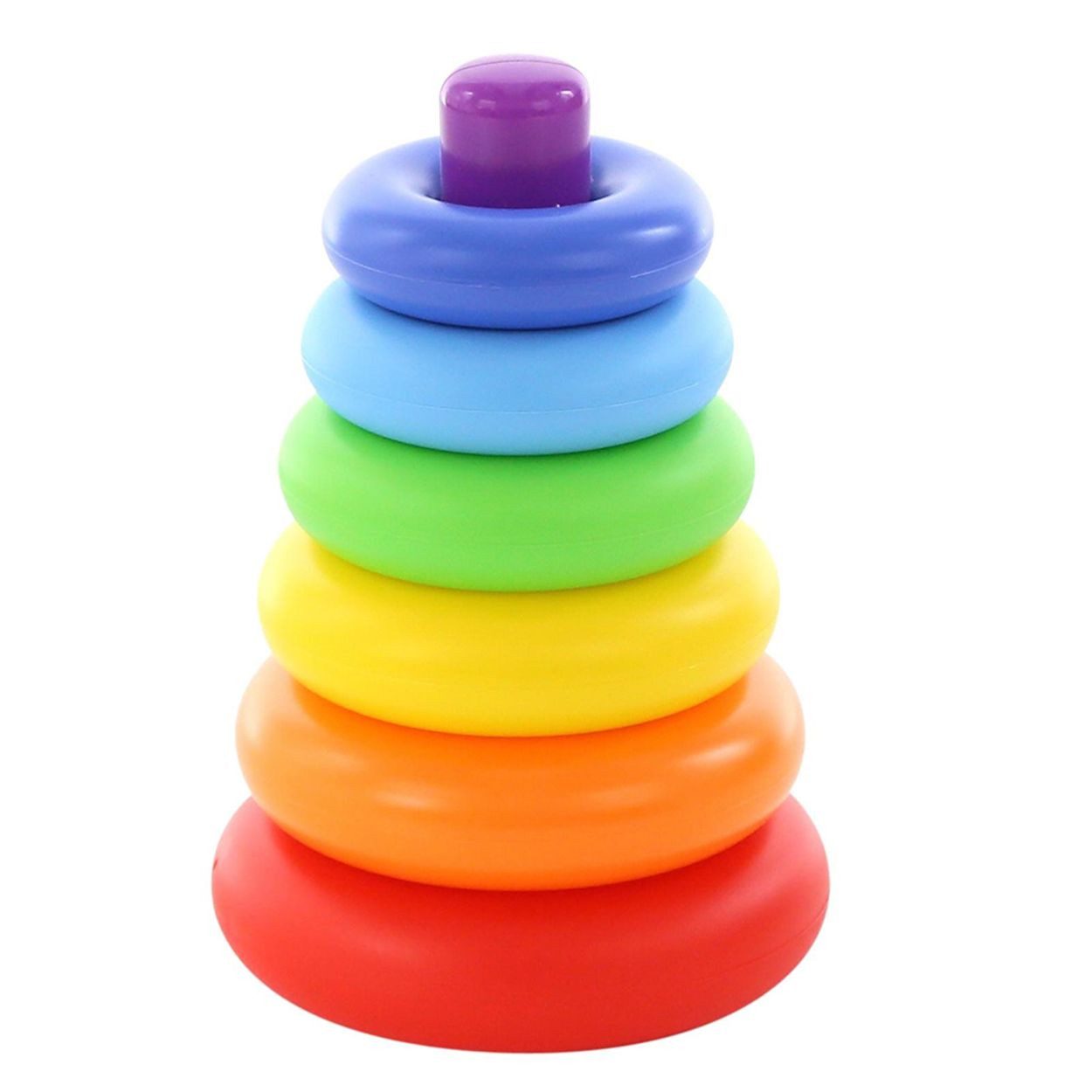 Polesie Stapelspielzeug Stapelturm 59260 Ringe, (7-tlg), Stapelspaß 6 bunte Ringe Stapelpyramide Höhe 21cm
