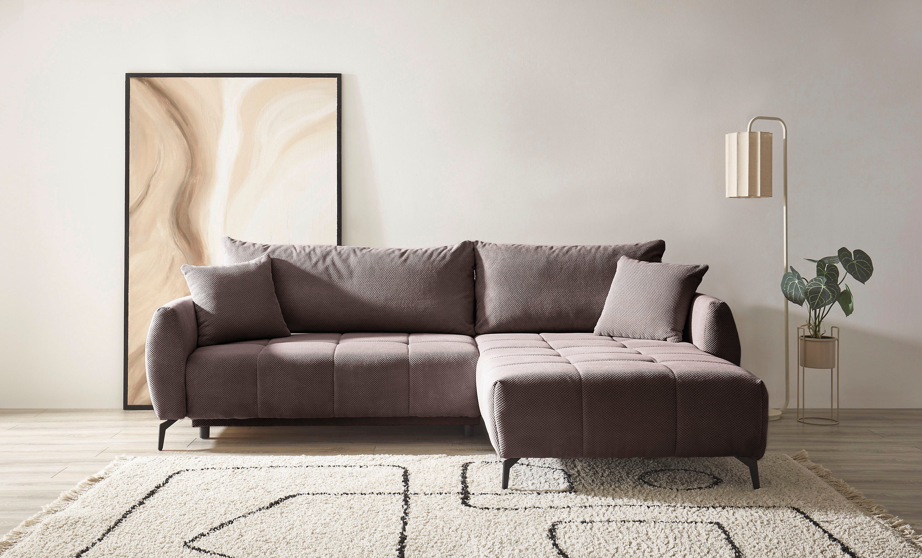 OTTO home Ecksofa JINNIE Webstoff, L-Form, Polsterecke m. Schlaffunktion, Recamiere links/rechts montierbar, als Webstoff oder Chenille-Stoff