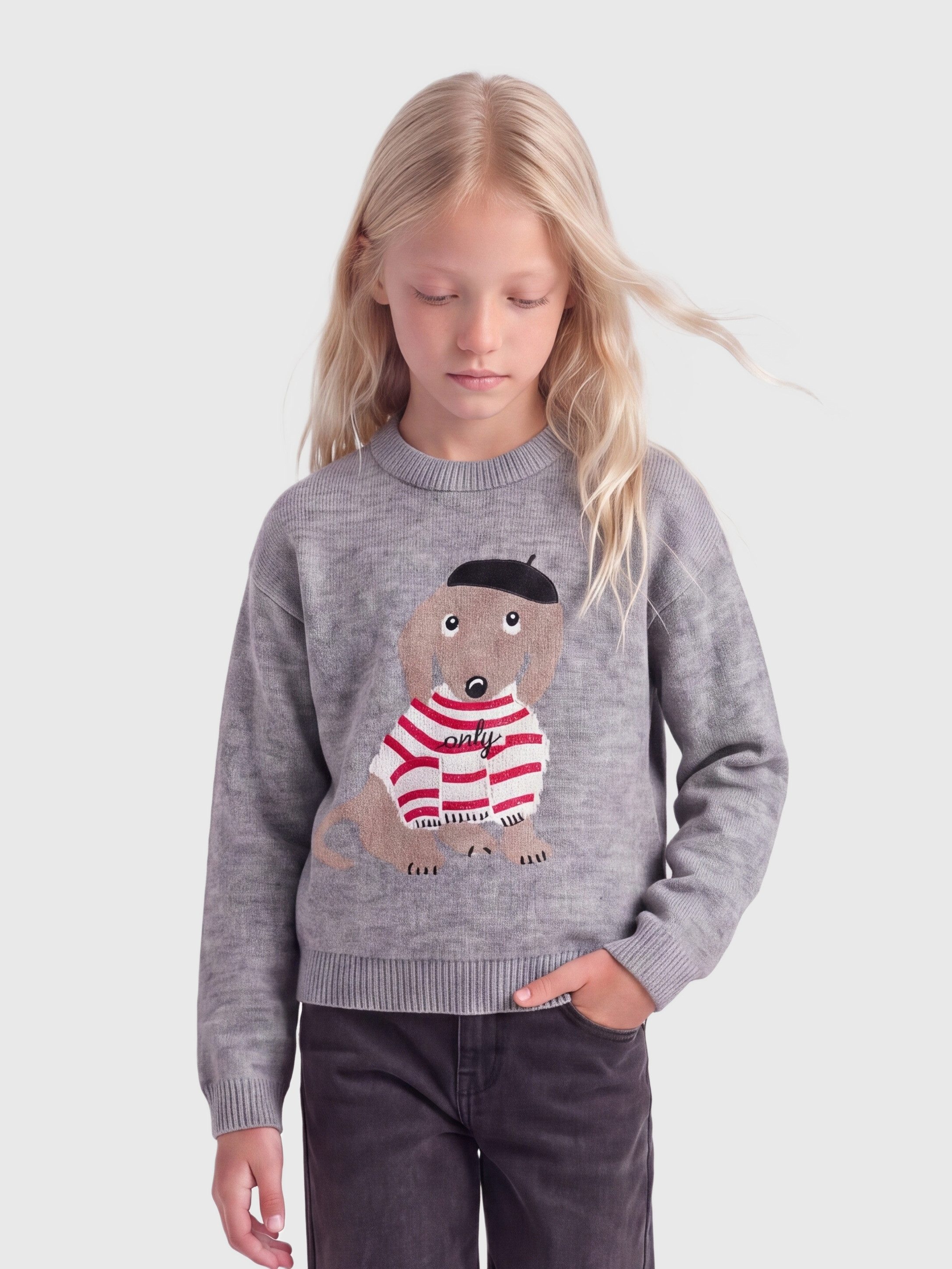 KIDS ONLY Strickpullover KOGTEDDY L/S PULLOVER KNT NOOS Kunstfaser, regular fit