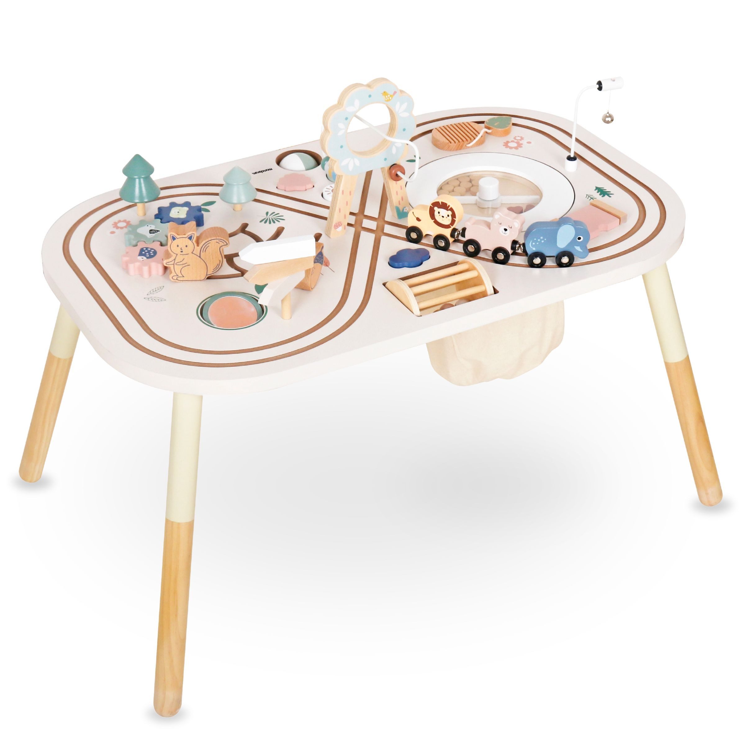 Mamabrum Spielcenter Motorik- und Lerntisch für Kinder – Spieltisch mit Holzzubehör