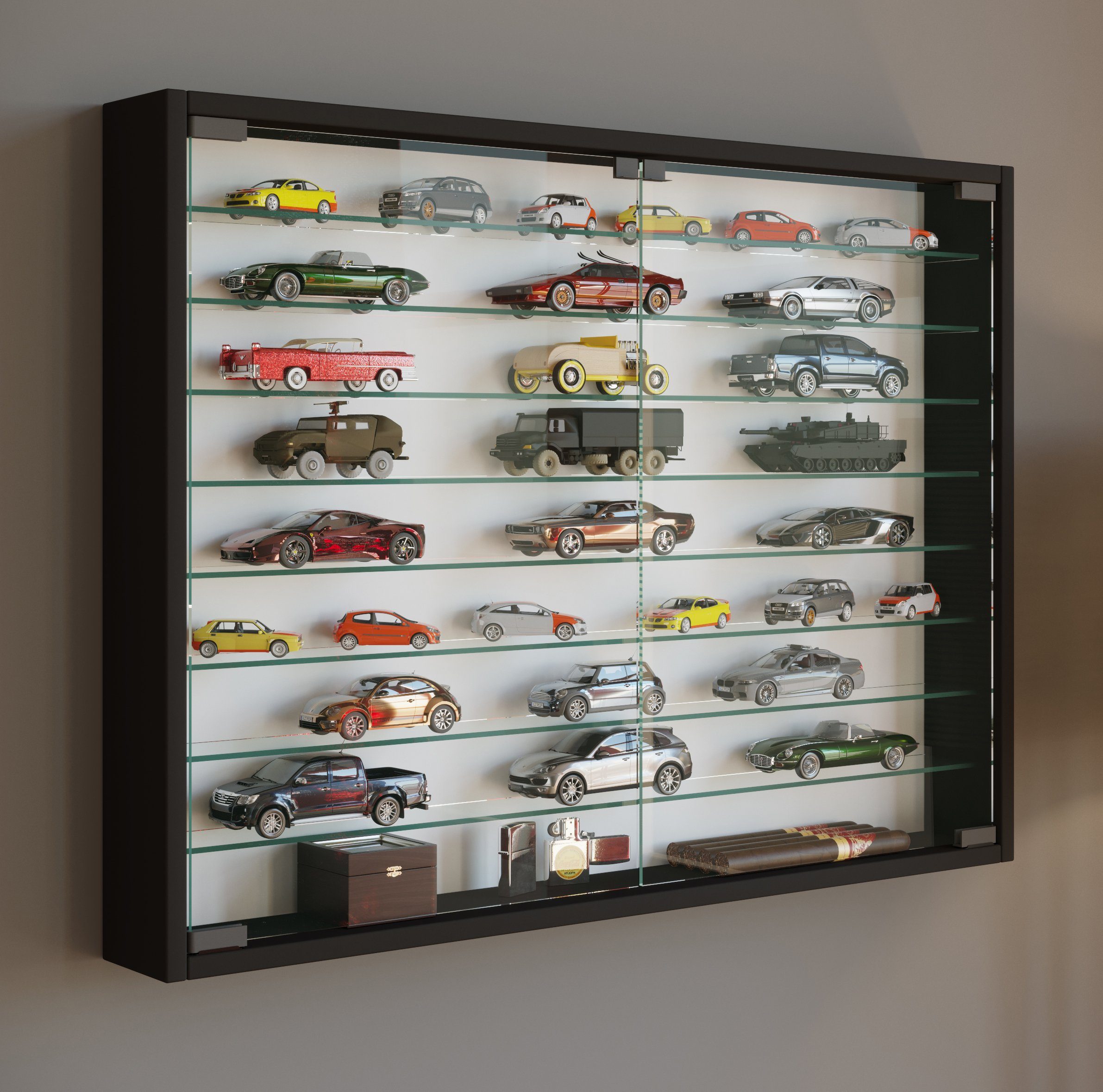 VCM Hängevitrine Mandosa B. 80 x T. 10 x H. 60 cm Präsentation und Aufbewahrung von Sammlerstücken, Wohnzimmer oder Büro – Bild 3 von 4