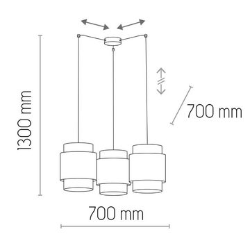 famlights Hängeleuchte, Pendelleuchte Kate in Weiß und Braun E27 3-flammig 700mm, keine Angabe, Leuchtmittel enthalten: Nein, warmweiss, Hängeleuchte, Pendellampe, Pendelleuchte