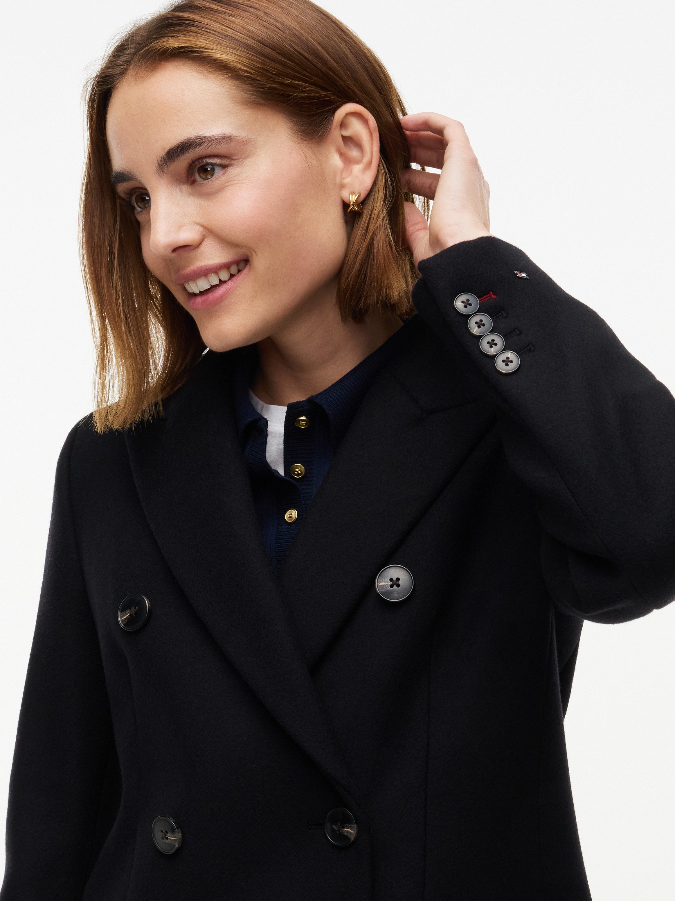 Tommy Hilfiger Langmantel WOOL CLASSIC DB LONG COAT Materialmix, mit Wolle