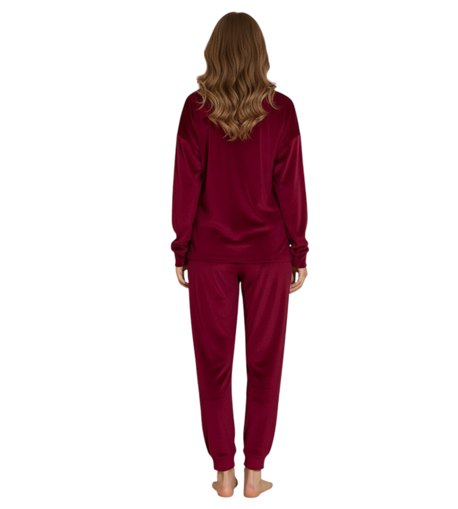 fashionshowcase Schlafanzug Damen Hausanzug aus Samt - Pyjama Set für Herbst & Winter (2 tlg) Samt-Set mit Schriftzügen, weich & warm