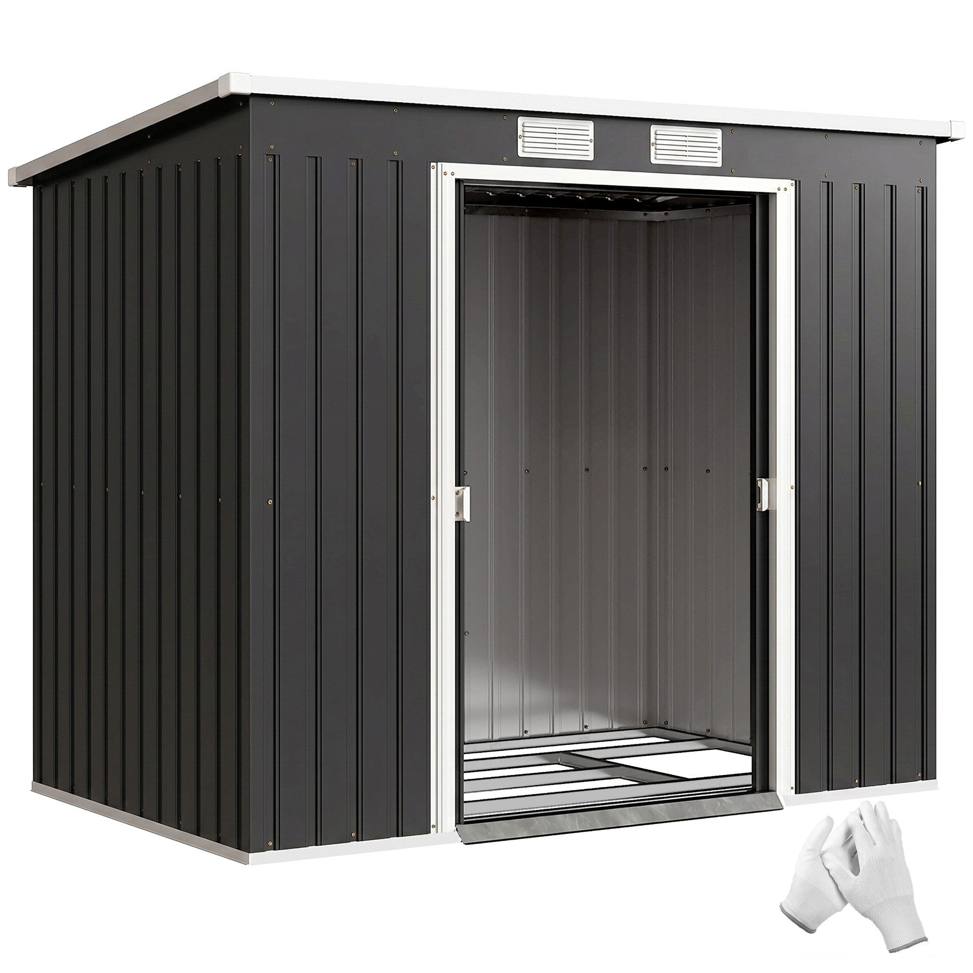 MC Star Gerätehaus Geräteschuppen, mit Lüftungsfenstern, Schiebetüren, verzinkter Stahl