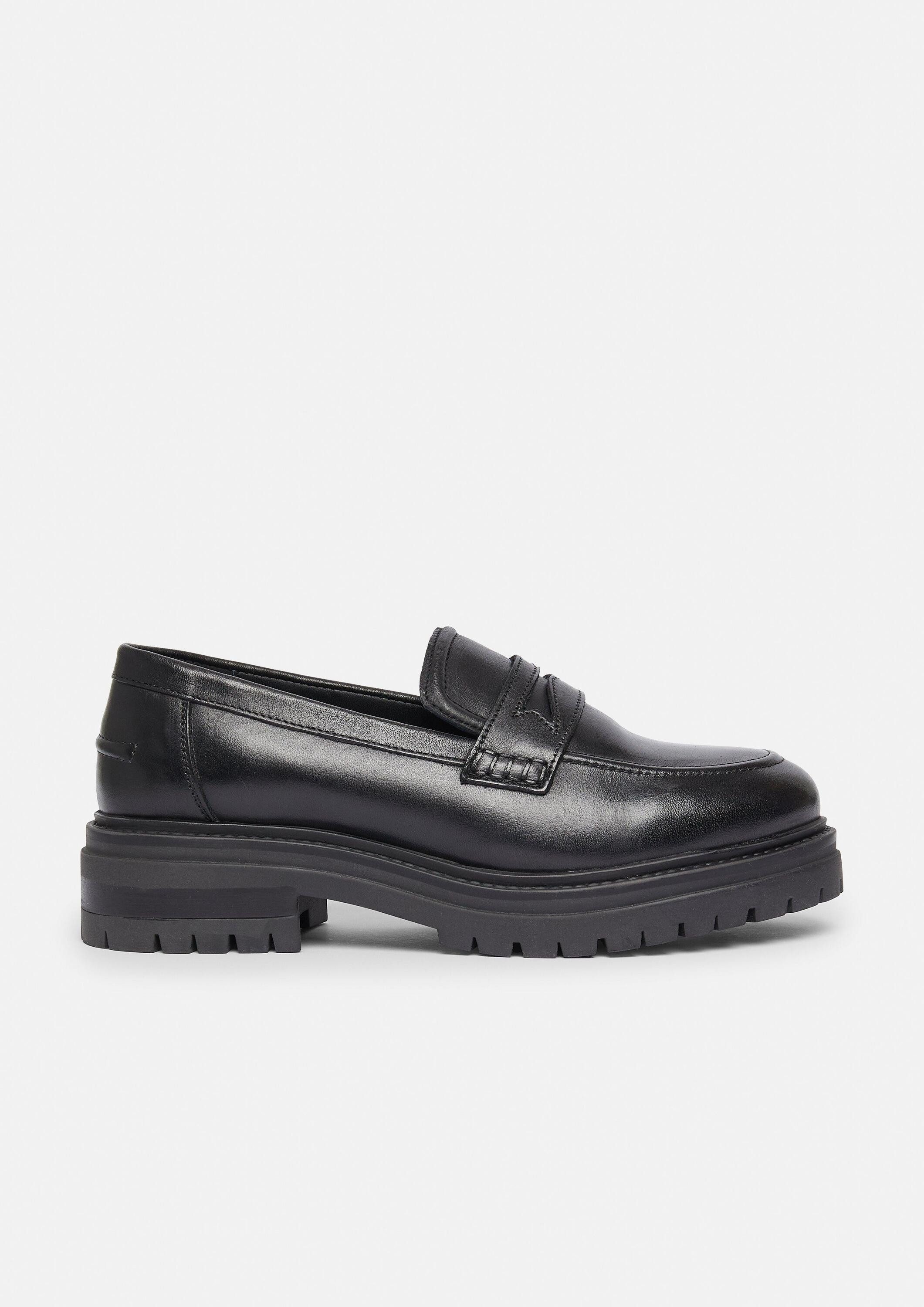 comma Slipper Slipper Leder-Loafers mit Plateausohle