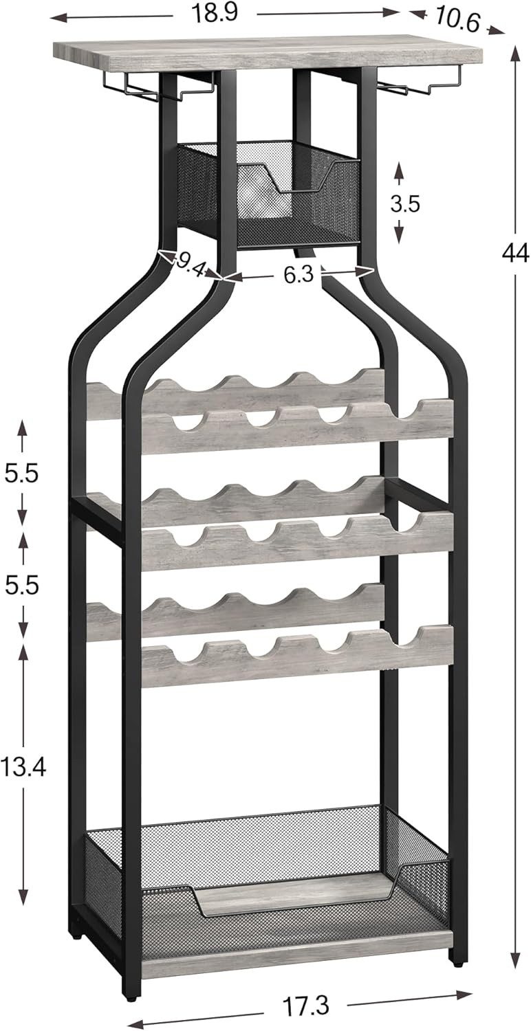 GarveeMore Weinregal aus Metall,zur Aufbewahrung und Präsentation von Weinflaschen, Tischregal,Weinglasregal für Bar,Küche,Wohnzimmer,kleine Räume