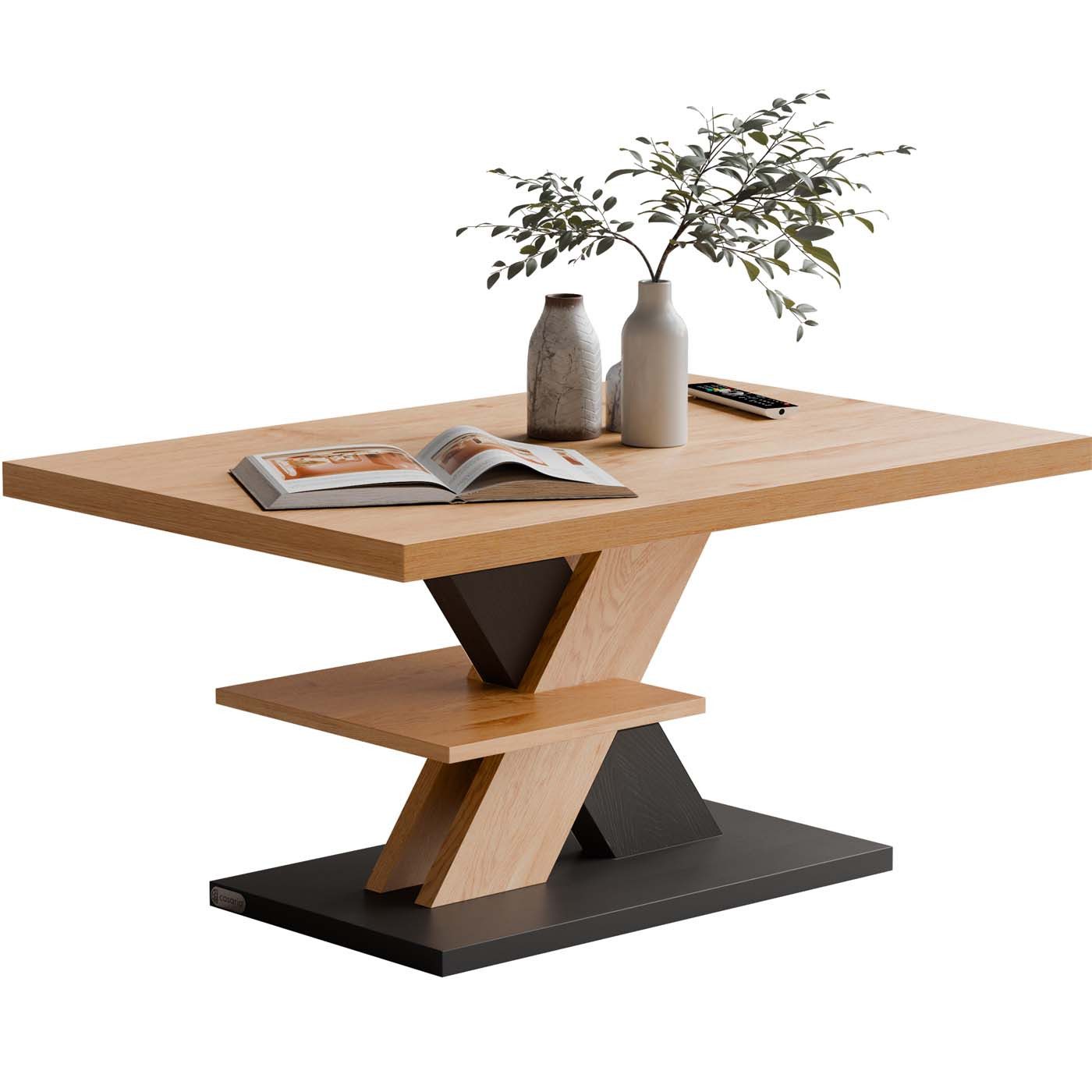 Casaria Couchtisch, Holz 2 Ablagen 90x60cm günstig online kaufen