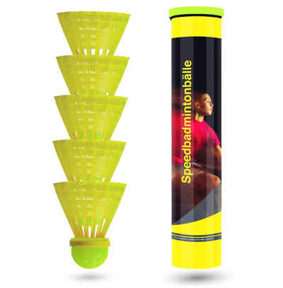 Sportyfits® Speedbadmintonball 10x Speedbadminton Federbälle gelb - Badmintonbälle, extra Schnell