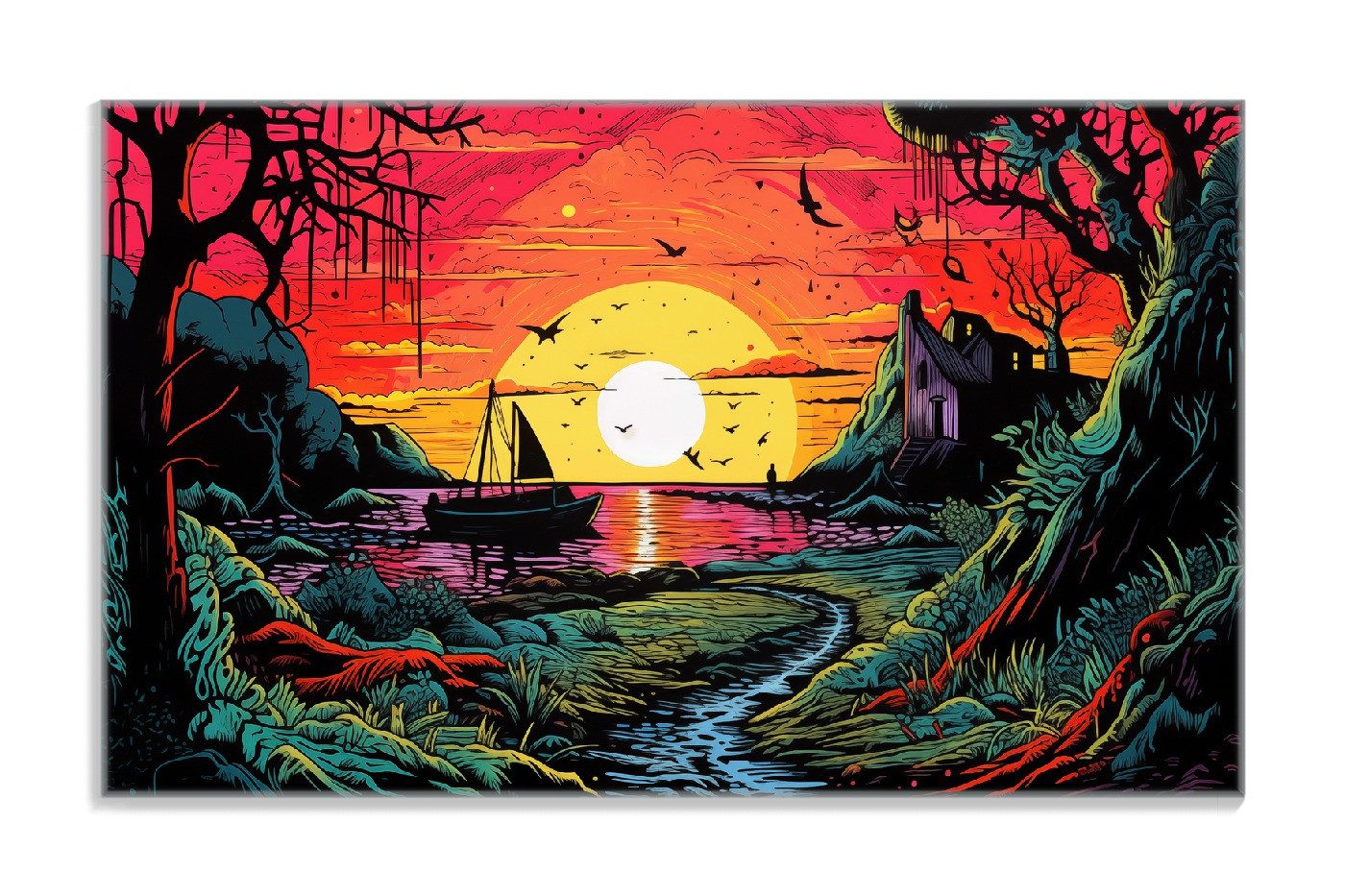 Wallario Frühstücksbrett Verwunschenes Flussdelta, ESG-Sicherheitsglas, (inkl. rutschfester Gummifüße 4mm, 1-St), 14x23cm
