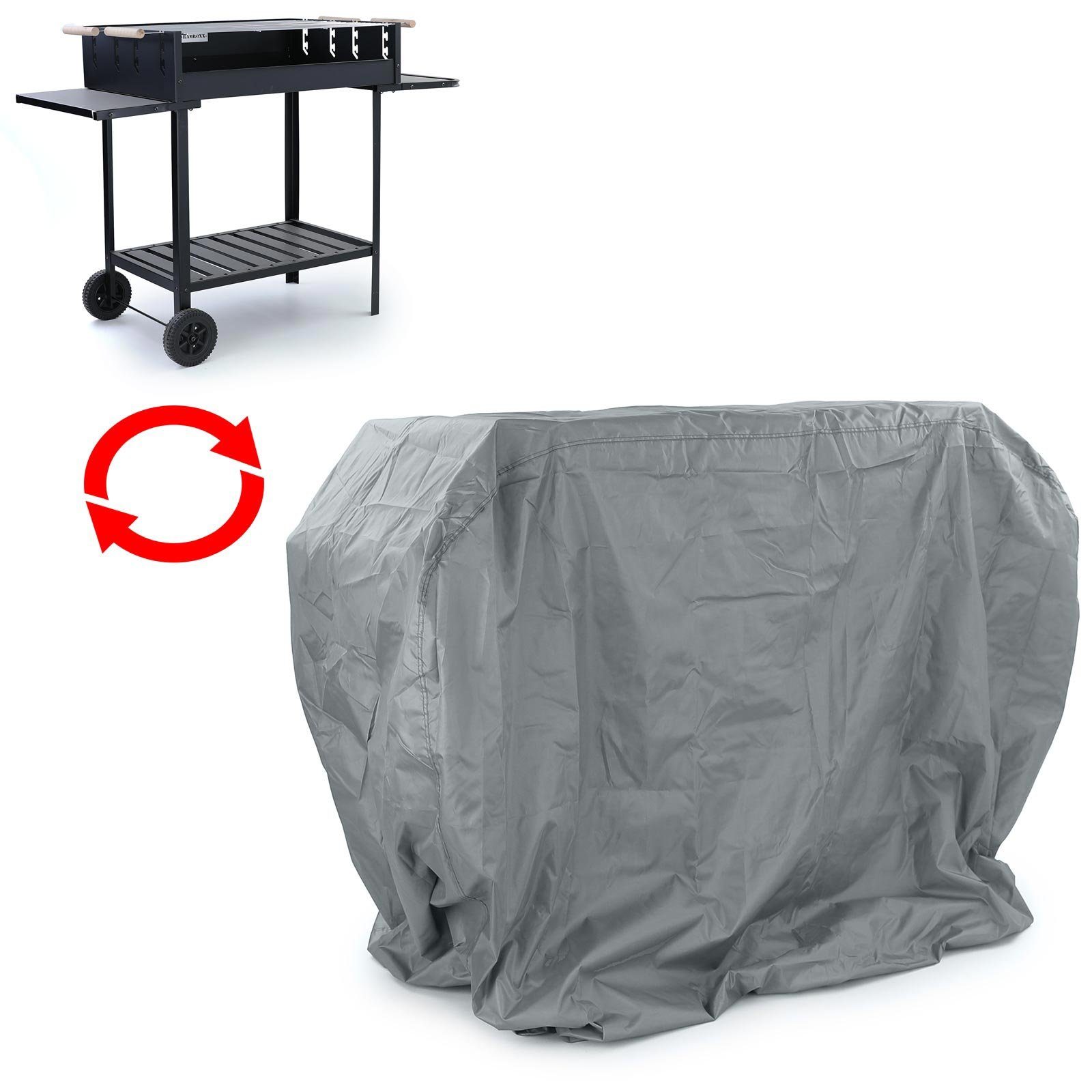RAMROXX Grillabdeckhaube Premium Schutzhülle Cover BBQ Grill Schutz Grau XL 190x117x61cm