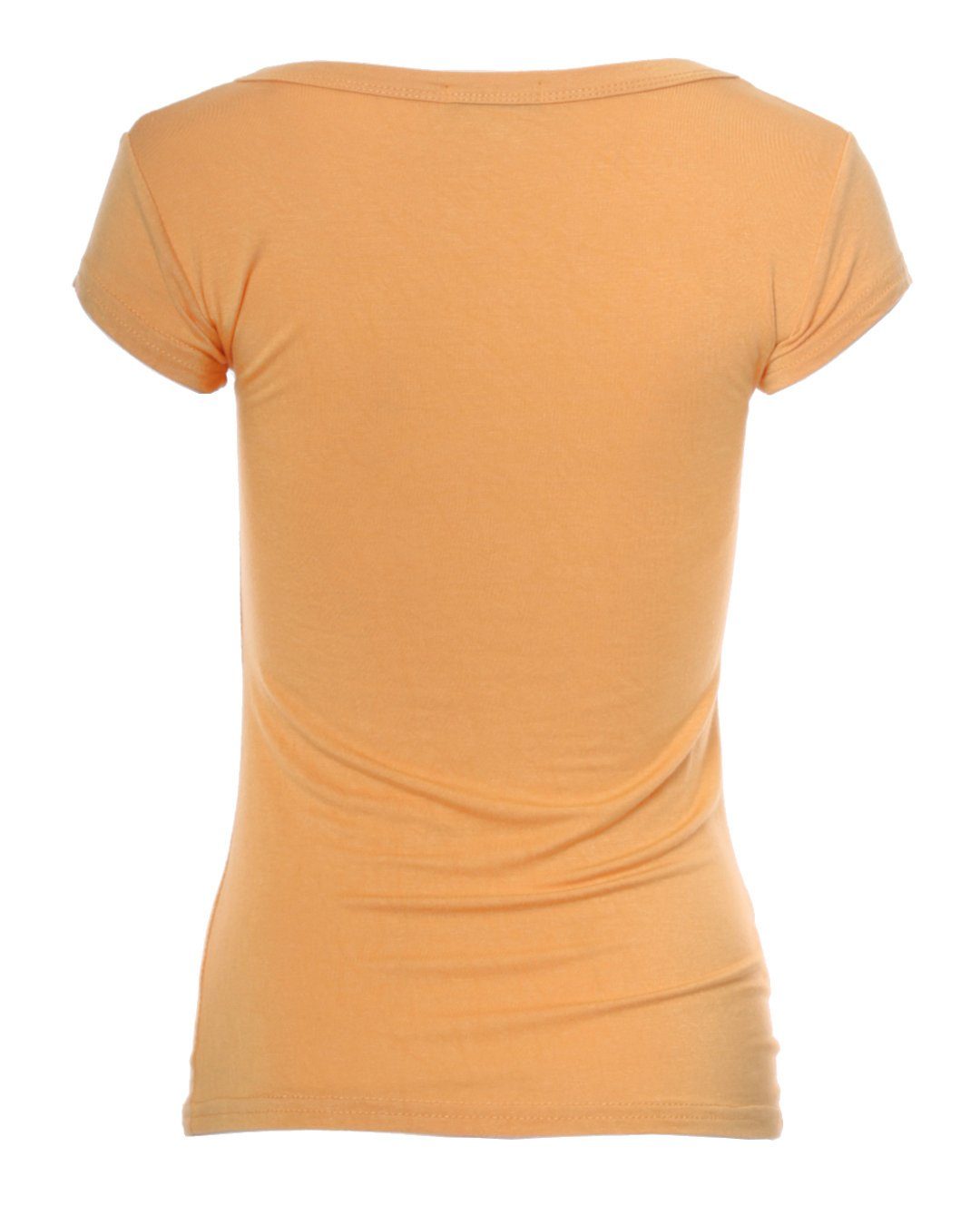 Skinny Muse Kurzarm 1001 Fit apricot T-Shirt Basic T-Shirt