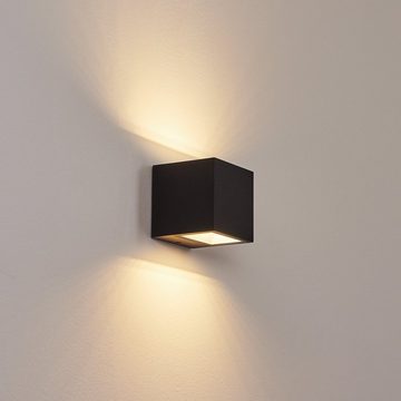 hofstein Außen-Wandleuchte »Meida« LED Außenmoderne Wandlampe aus Metall in Schwarz, 3000 Kelvin, eckige Außenleuchte mit Up & Down, 1xLED 9 Watt, 850 Lumen, IP54