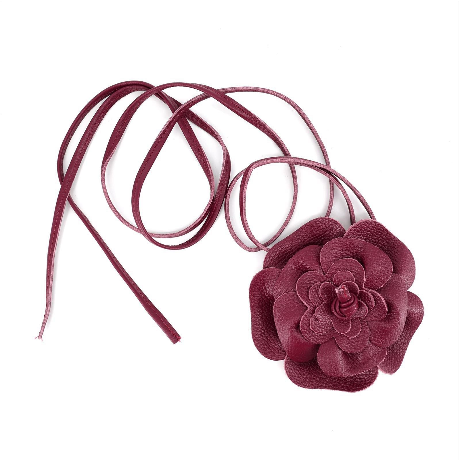 MIRROSI Taillengürtel Blume aus Echtleder zu binden, Einheitsgröße, Made in Italy Einheitsgröße (Geeignet für einen Hüftumfang bis zum ca.150 cm)