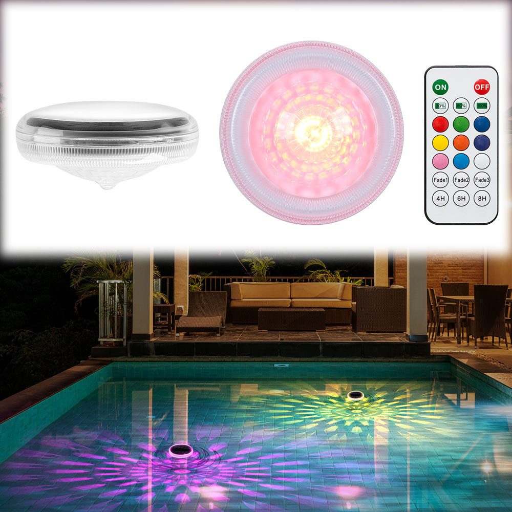 LED Solarleuchte Runde Solarlampe schwimmfähig Poolleuchte, RGB Farbwechsel