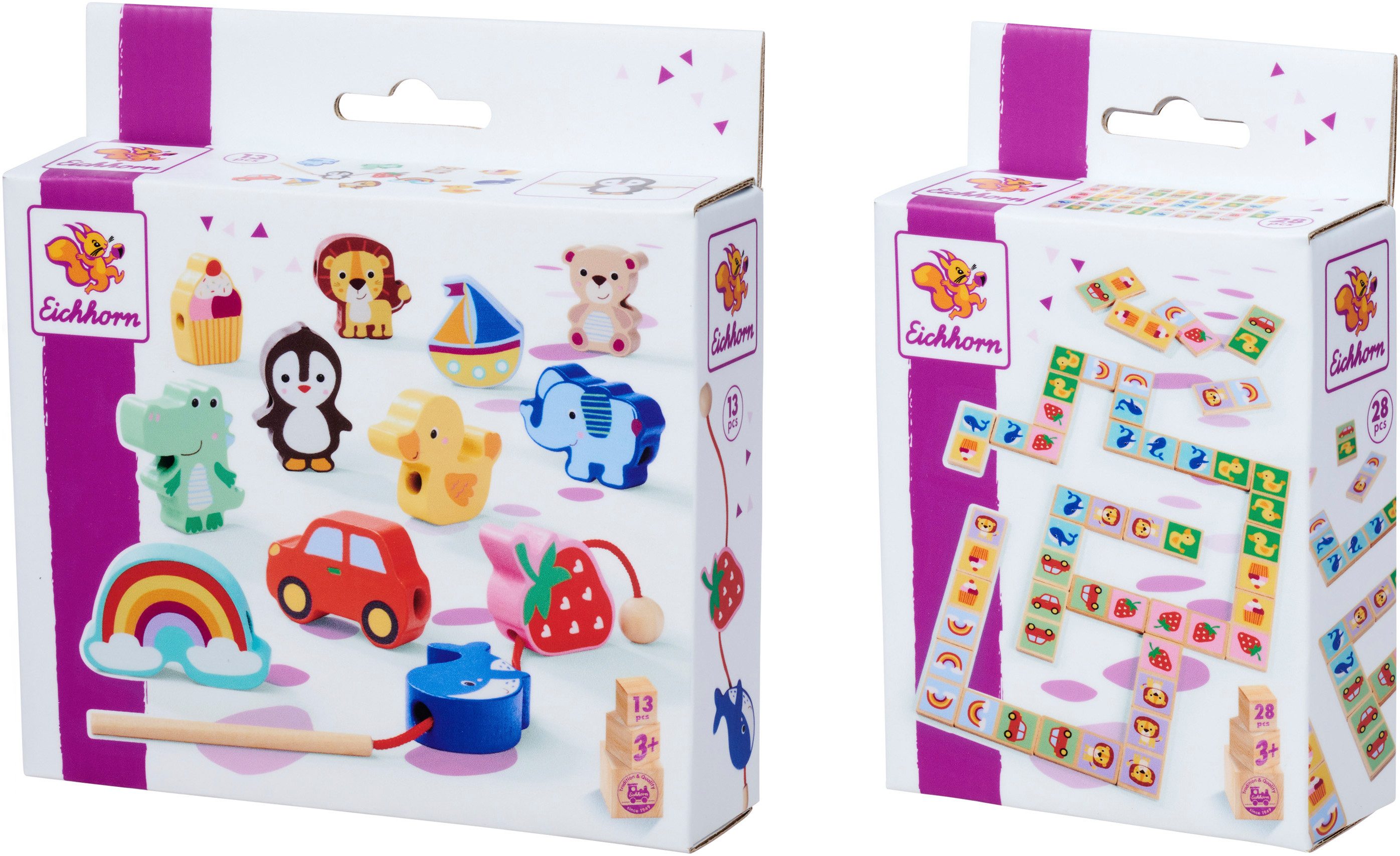 Eichhorn Spiel Domino und Fädelspiel, Kinderspiel