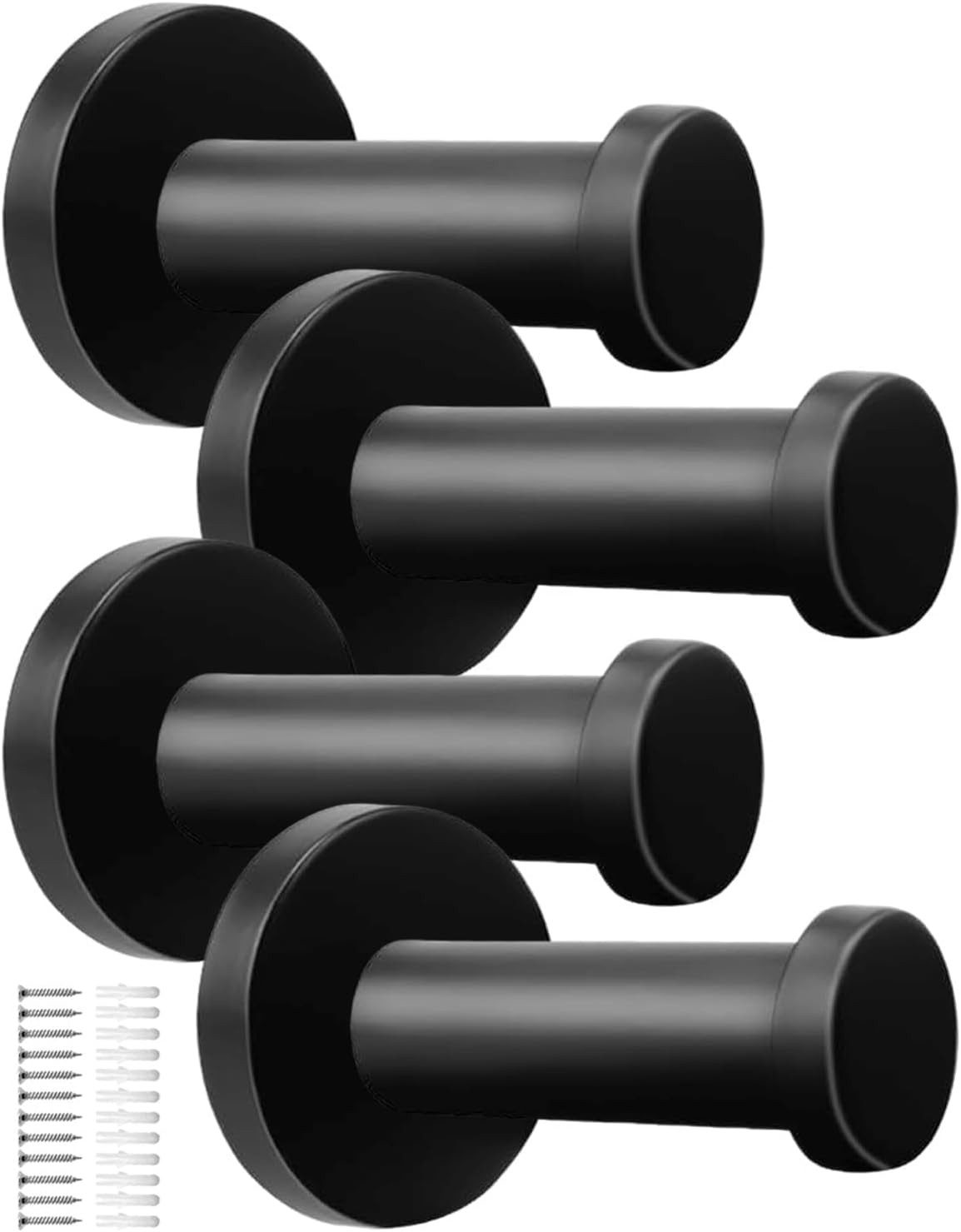 FELIXLEO Garderobenhaken 4er Garderobenhaken Edelstahl Schwarz 53mm Wandhaken 20kg (1 St)