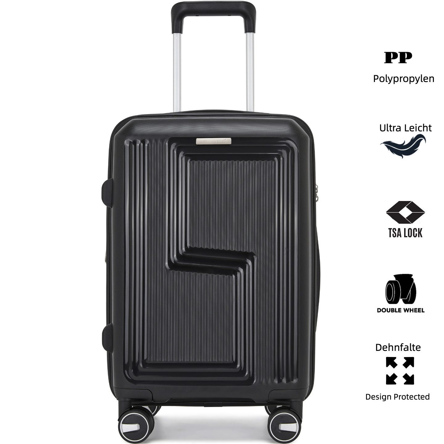 Hartschalen-Trolley Handgepäck 55 cm PP-Polypropylen, Erweiterbarer Hartschalenkoffer