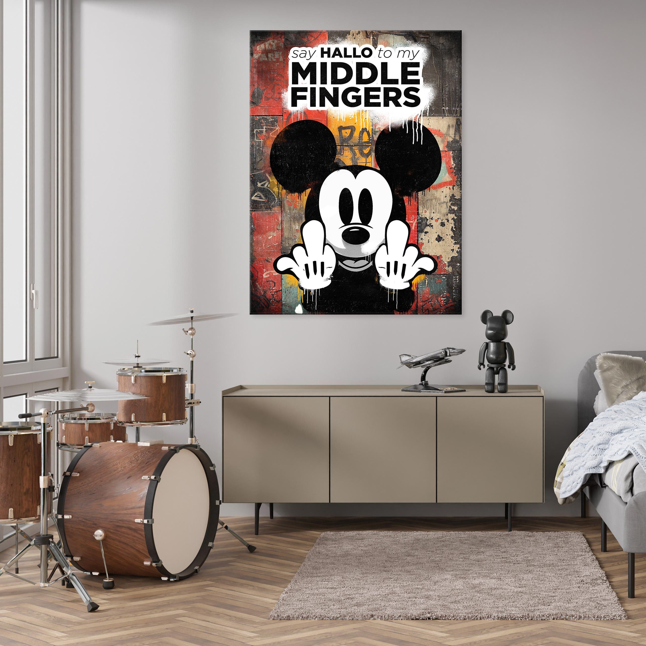 Wallarena Leinwandbild Kunst Mickey Graffiti Abstrakt Wohnzimmer Schlafzimm günstig online kaufen