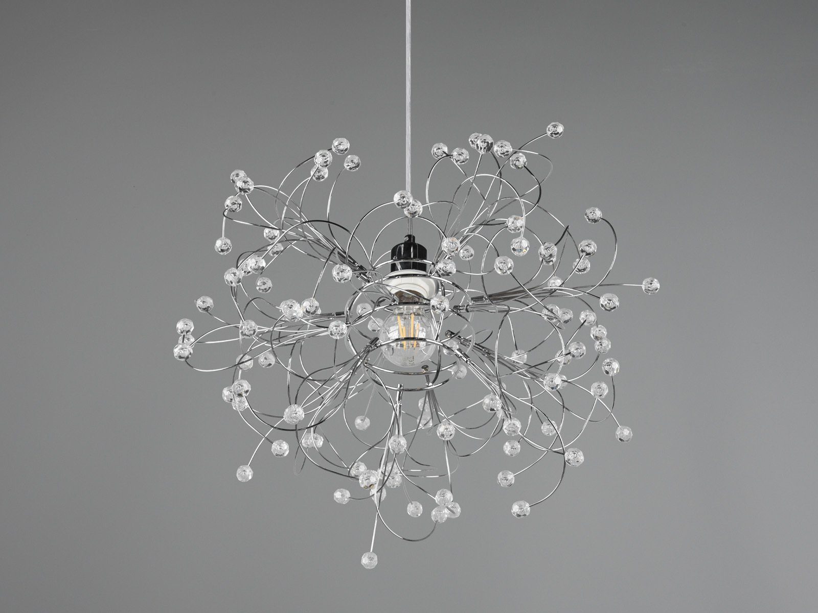 Reality Leuchten LED Pendelleuchte, Dimmfunktion, LED wechselbar, in 3 Stufen dimmbar über Lichtschalter, warmweiß, Designer Kristall Kugel-Lampe ausgefallen hängend Esstisch groß Ø52cm