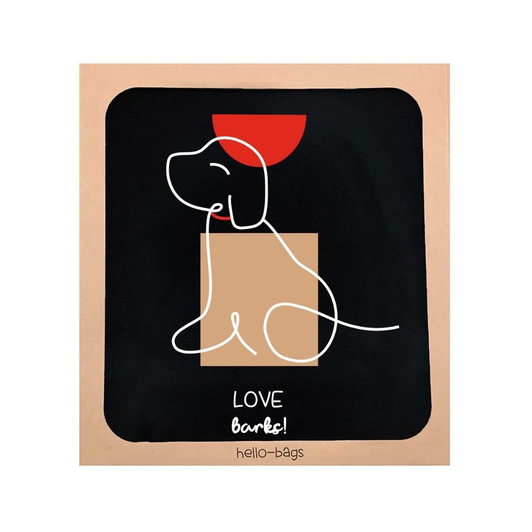 LK Trend & Style Tragetasche Baumwoll-Tasche „Love“ mit Reißverschluss, zauberhafter Hund Aufdruck