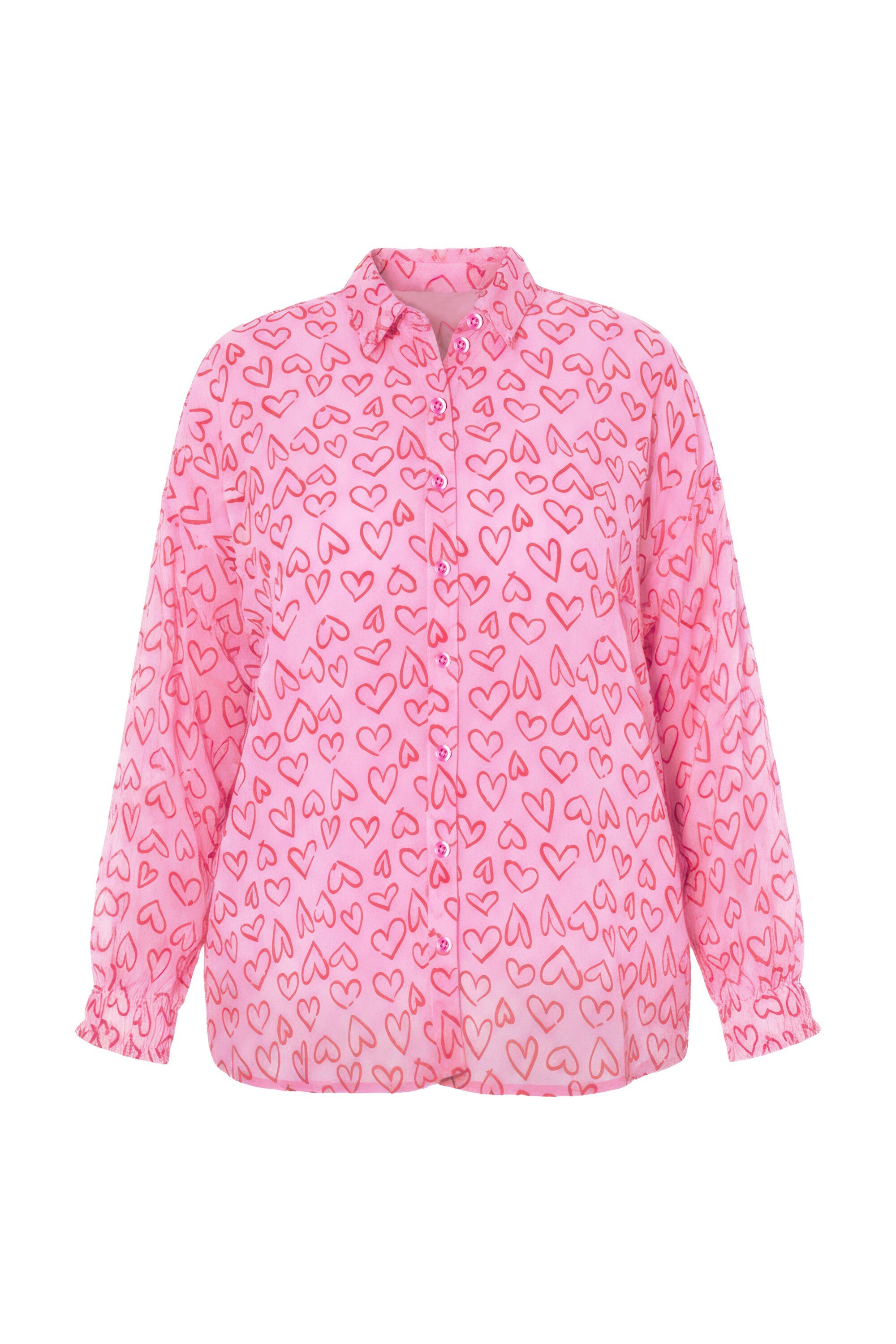 Studio Untold Hemdbluse Bluse Oversize Shape Herz-Flockprint