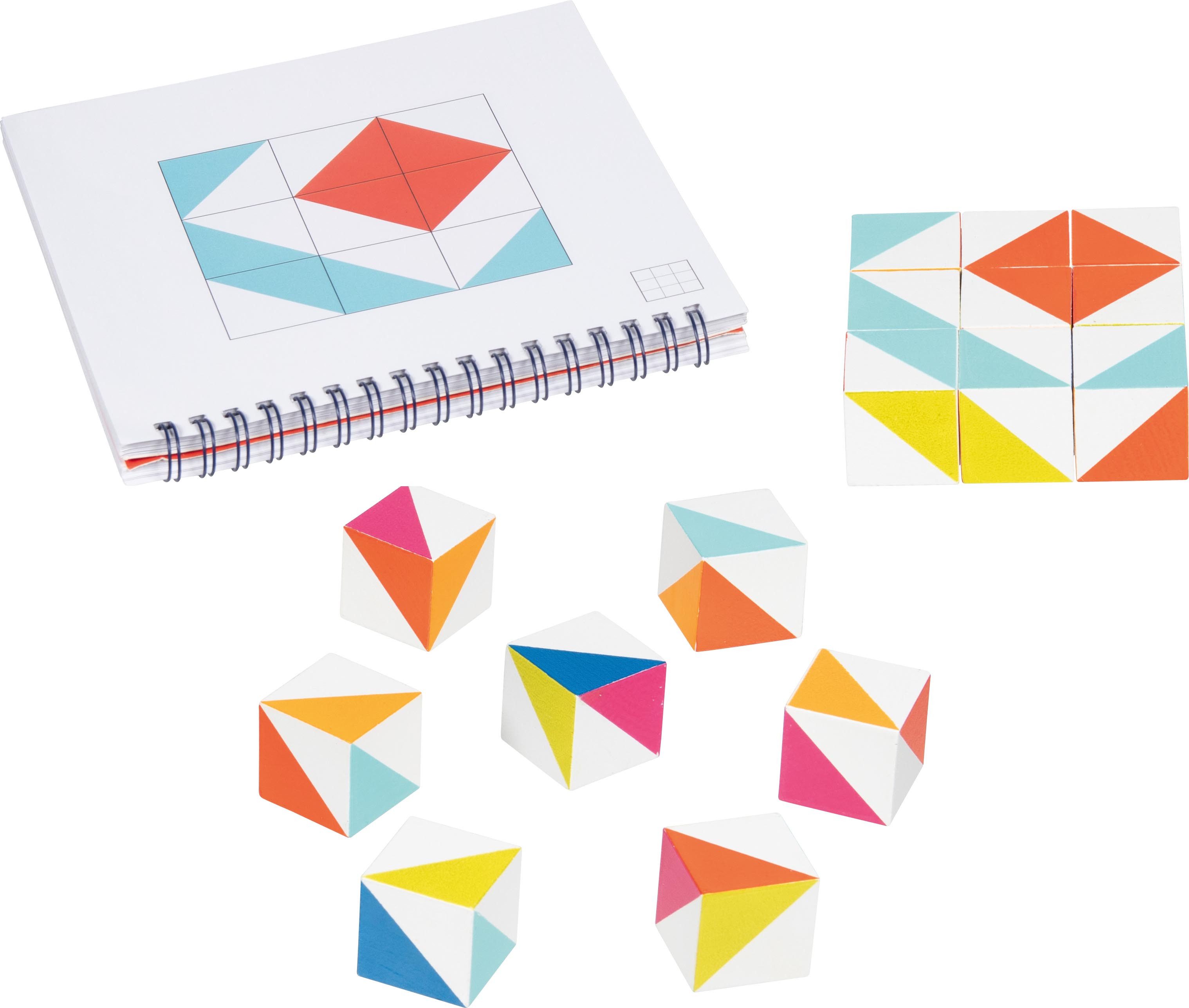 goki Spiel Mosaikbausteine aus Holz, 16-teilig – Legespiel mit Vorlagen