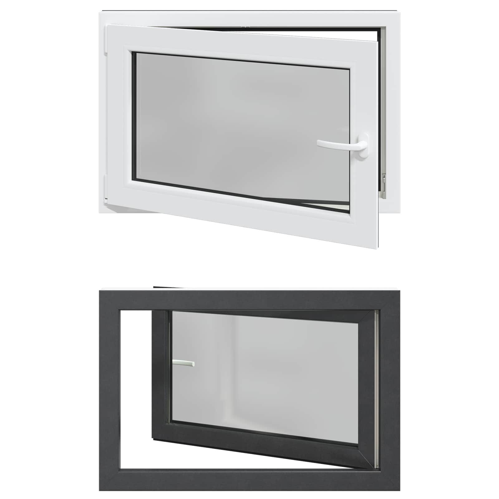 vidaXL Fenster Kellerfenster Innenseite Farbe Weiß RISOR 90 x 70 cm, (1 St)
