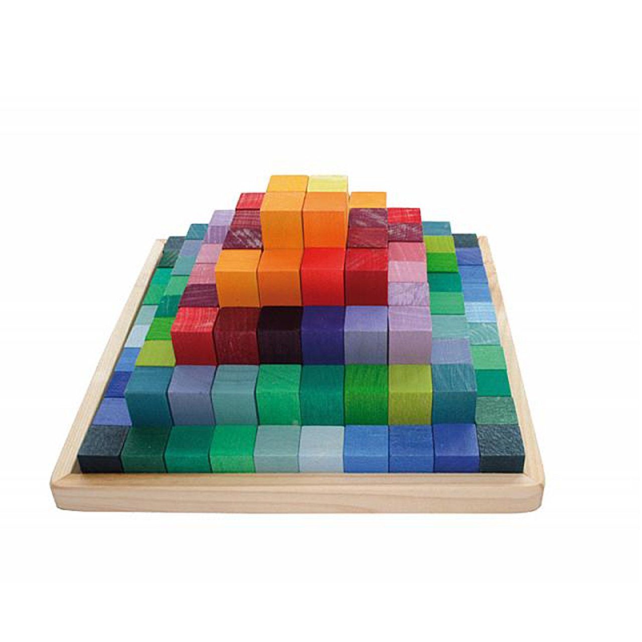 GRIMM´S Spiel und Holz Design Stufenpyramide klein 100 Bauklötze Stapelsteine Holzspielzeug Spielbausteine