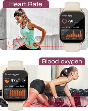 Cloudpoem Damen's und Herren's IP68 Wasserdicht Activity & Fitness-Tracker Smartwatch (1,85 Zoll, Android/iOS), mit SpO2-Überwachung Puls Schlafmonitor Schrittzähler 24 Trainingsmodi
