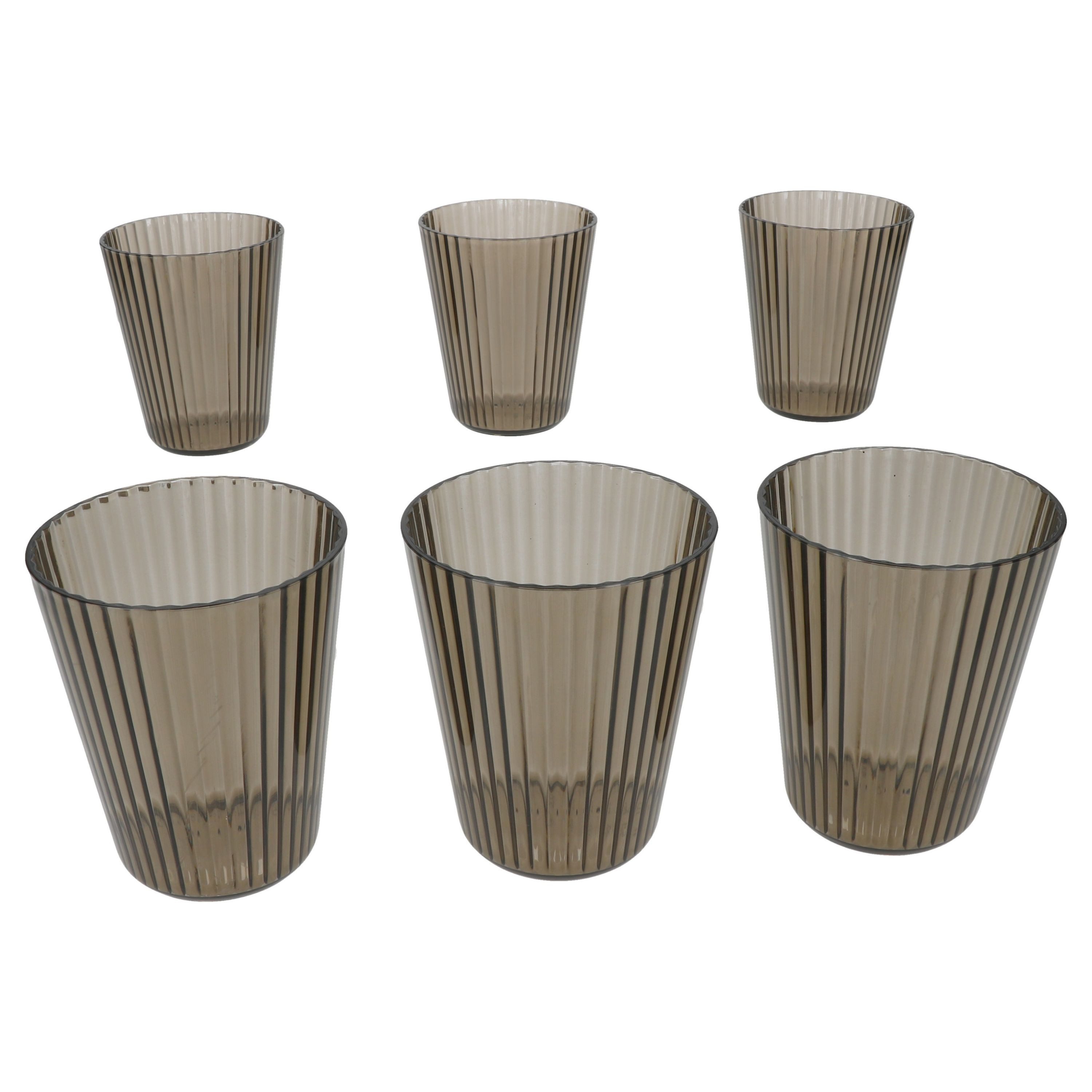 MamboCat Glas 6x ToGo Kunststoff-Wassergläser grau 230 ml Camping Geschirr Outdoor, Kunststoff
