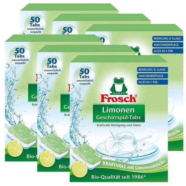 FROSCH Frosch Limonen Geschirrspül-Tabs 50 Tabs – Reinigung und Glanz (6er Pa Geschirrspülmittel