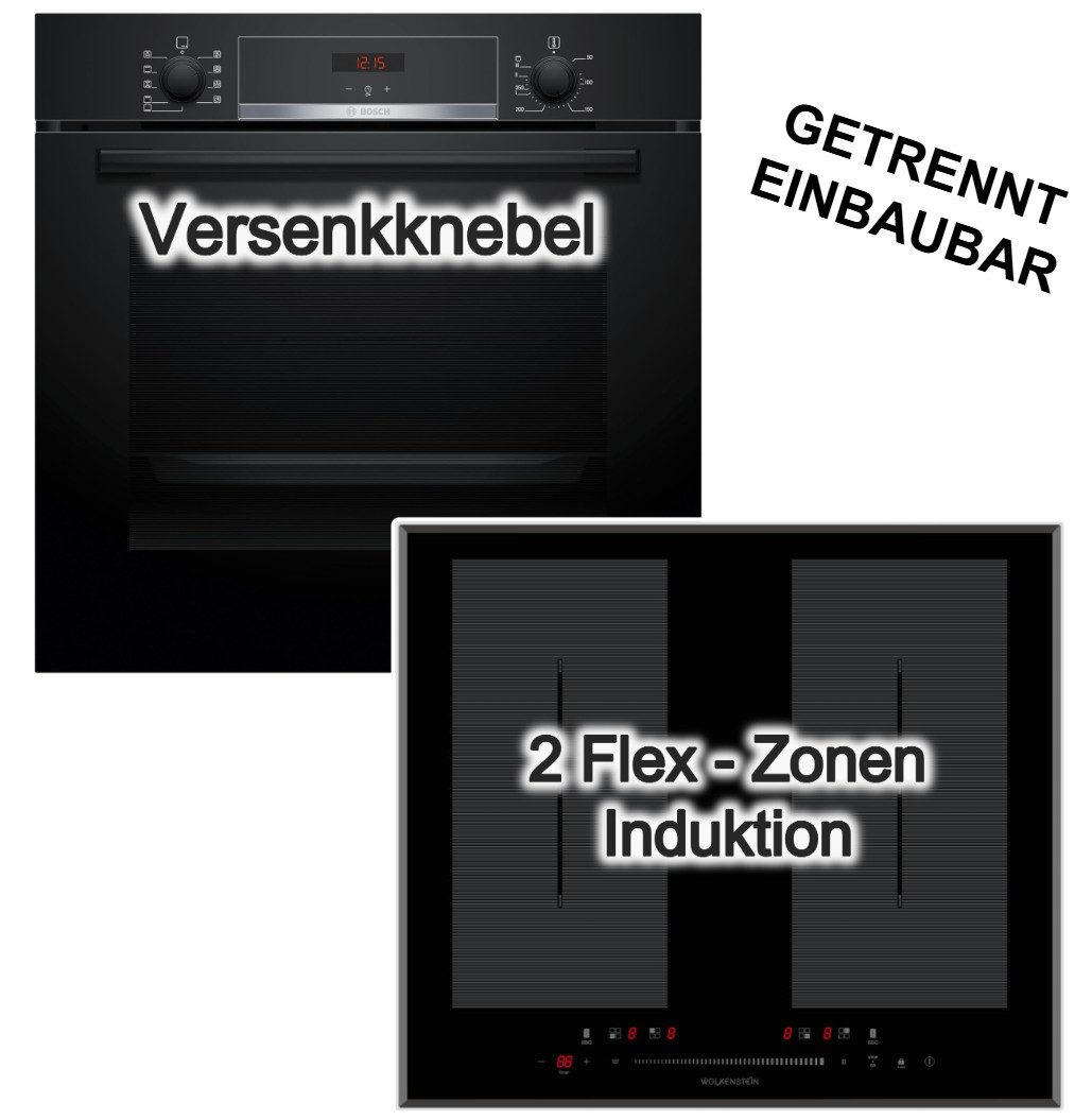 BOSCH Backofen-Set Backofen 3DHeißluft Hydrolyse+ Wolkenstein Induktionsfeld Booster Flex, Hydrolyse