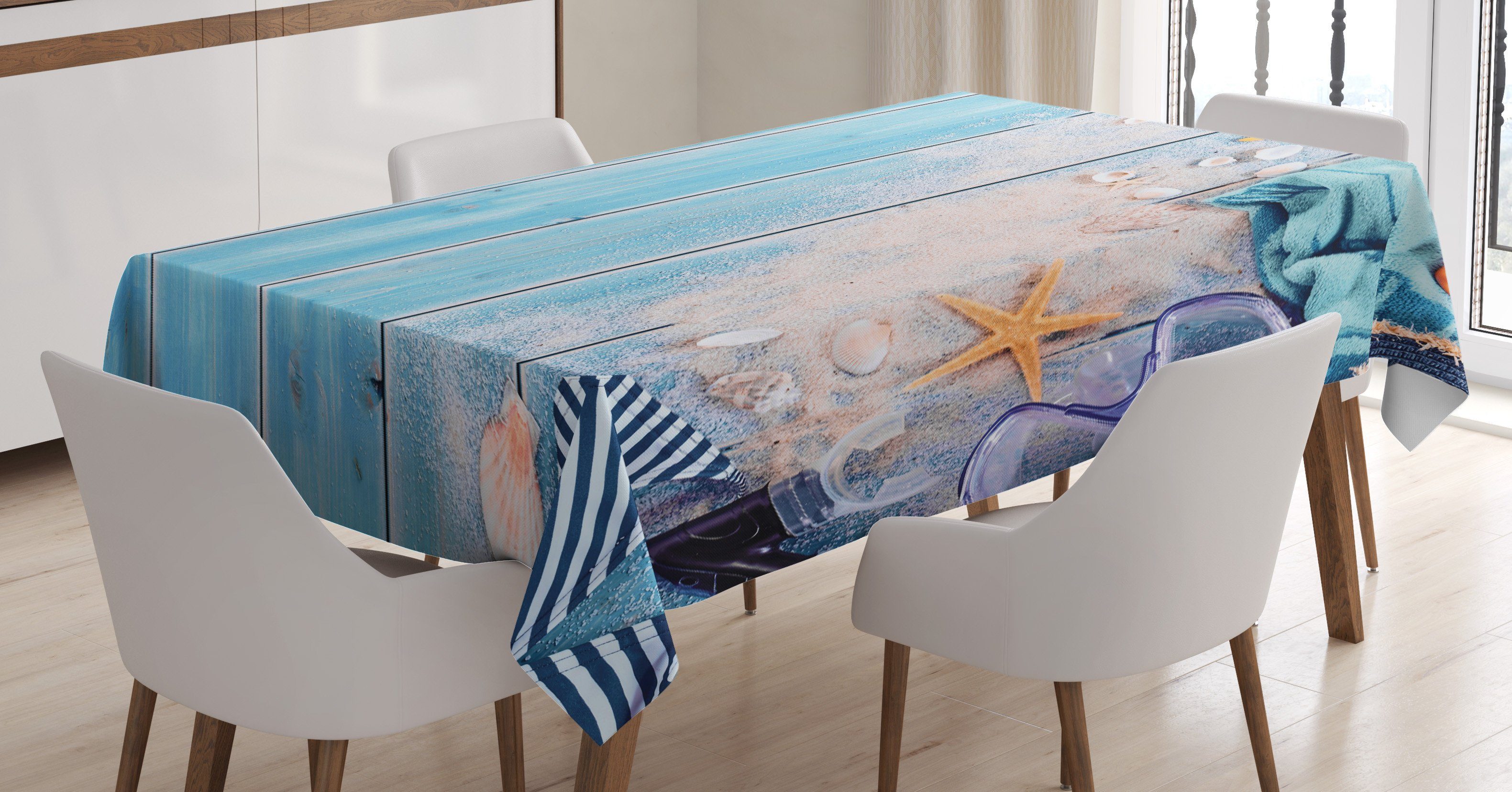 Waschbar den Farbfest Bereich Klare Tischdecke geeignet maritim Strand-Thema-Elemente Für Abakuhaus Foto Außen Farben,