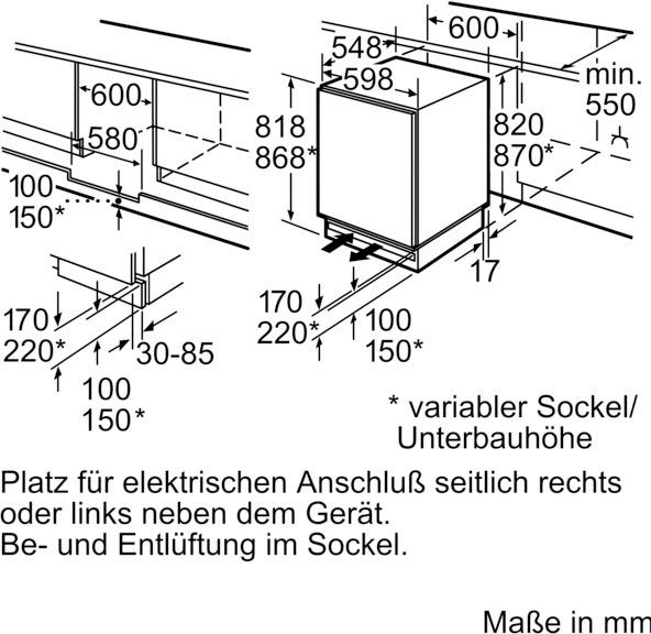 6 cm KUL15AFF0, hoch, 82 cm 59,8 breit Einbaukühlschrank BOSCH