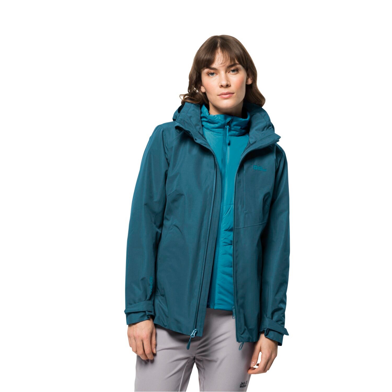 Jack Wolfskin Winterjacke Bergland 3in1 (sehr warm, wasser-und winddicht) korallenblau Damen