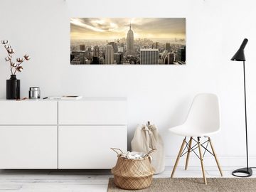 artissimo Glasbild Glasbild XXL 125x50 cm Bild aus Glas Wandbild groß New York Skyline, Städte: Sunset NY