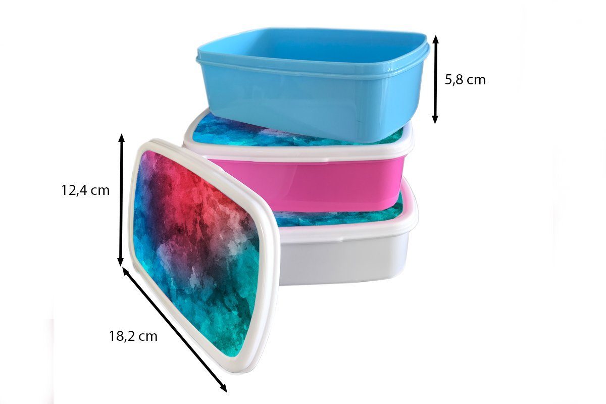 Brotdose - Blau Snackbox, für Grün, MuchoWow Mädchen, Kunststoff (2-tlg), rosa Aquarell Kinder, Kunststoff, Rot Brotbox - Lunchbox - Erwachsene,