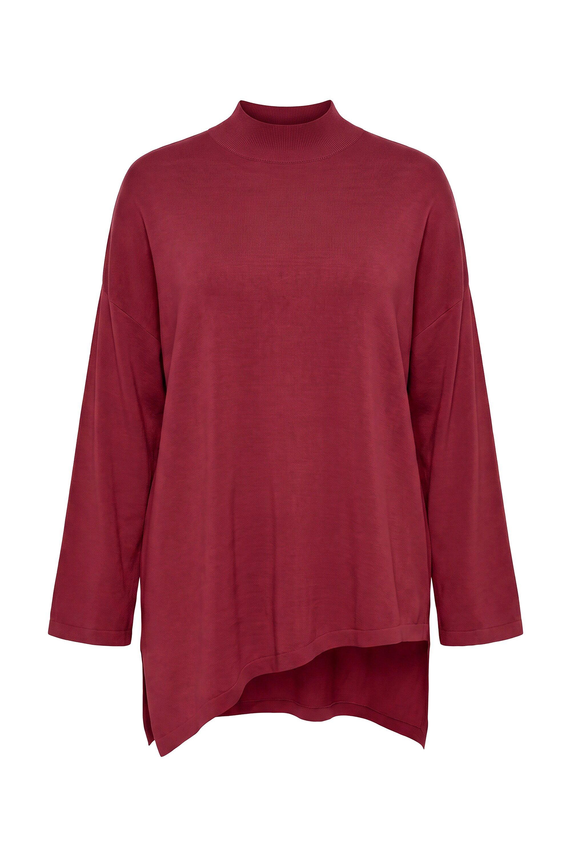 MIAMODA Strickpullover Pullover Loose Fit Stehkragen Zipfelsaum