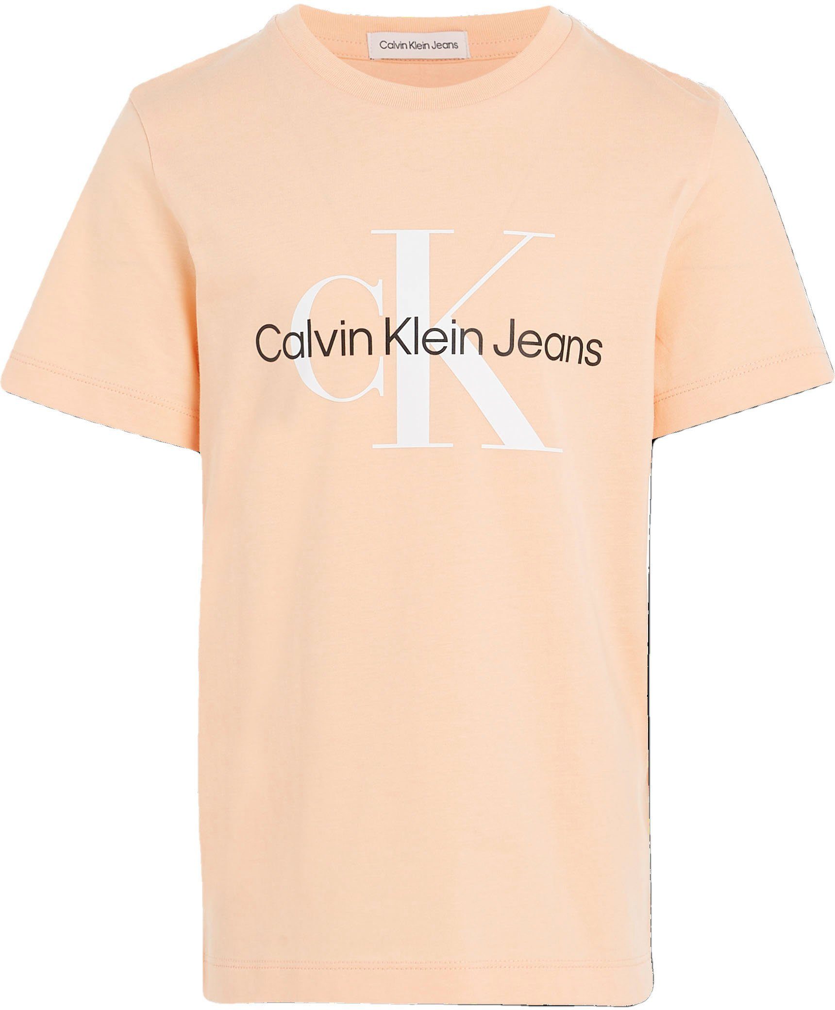 Calvin Klein Jeans T-Shirt und T-SHIRT Kinder Mädchen LOGO Kids Jungen MiniMe,für Junior MONOGRAM hellorange