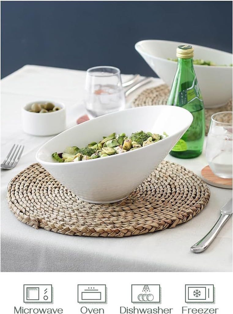 Dowan Salatschüssel 770 ml Schräge Salatschalen, 24 cm Schräge Servierschalen, 2er Pack