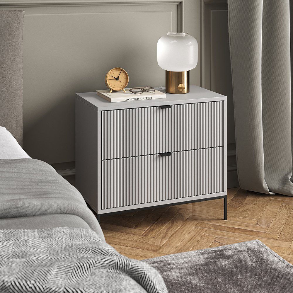 Vicco Nachtschrank Eliza, Grau, 66 x 60 cm